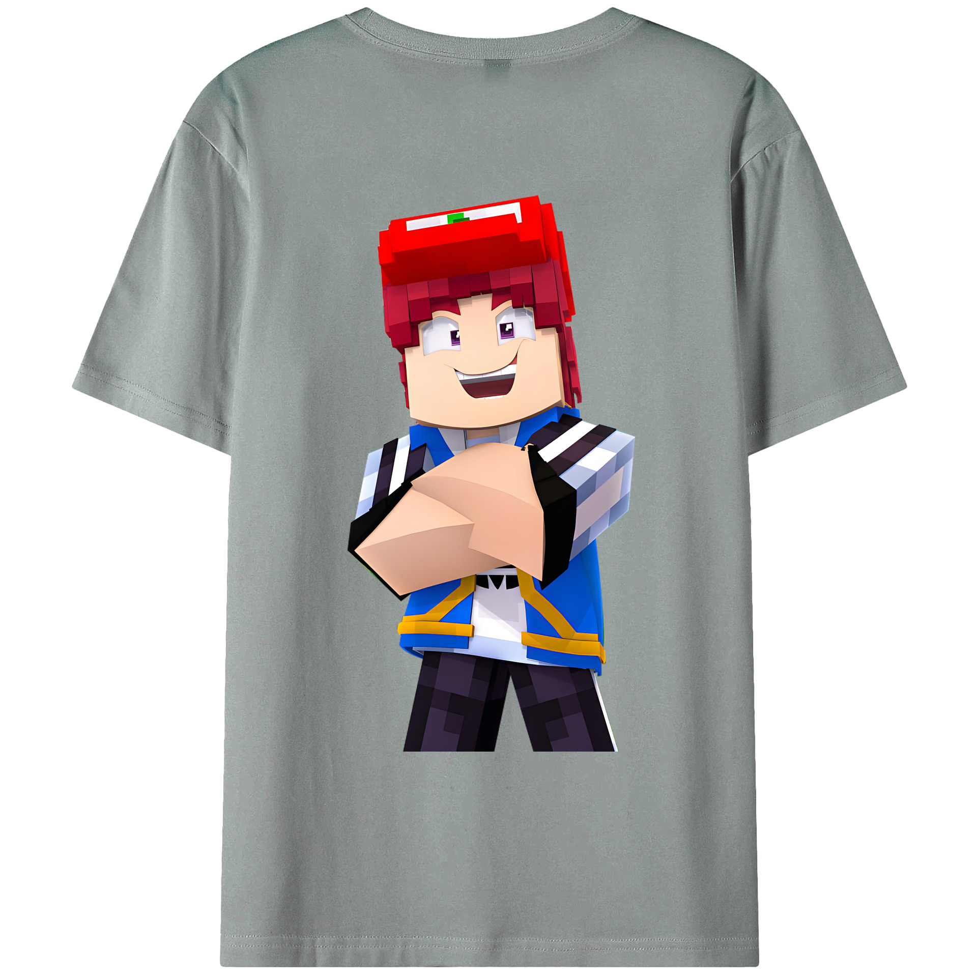 （画像用） マインクラフト ブロックの世界 Minecraft MC Block world 綿100％ メンズ半袖Tシャツ（バックプリント） 通気性
